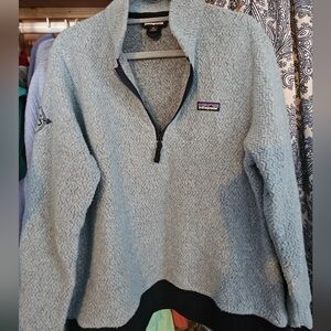 Patagonia Light Blue Fleece Pullover Zipup. Womens XL
